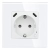 Gniazdko pojedyncze Schuko 2x USB-C 20W - watomierz - WiFi / BT - szklana ramka - biały - Tawoia Glass