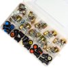 Zestaw potencjometrów liniowych THT 1k-1M 20 szt + gałki pudełko do Arduino