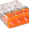 Cable connector, 3 pole, 0.5-2.5 mm², clamping points: 3, orange/transparent, cage clamp, 24 A, 2273-203