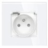 Gniazdo szklane IP44 z klapką - białe - Tawoia Glass