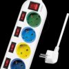LPS257 Socket outlet, four sockets, 1.5 m, with 5 switches, multi-colou