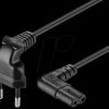 Power cord, Europlug, black, 1.5 m, angled,