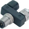 Adapter, 2 x M12 (4 pole, socket) to M12 (5 pole, plug), Y-shape, 79 5207 00 05