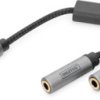 Adapter cable, 0.2 m, black, 3.5 mm stereo jack plug, straight to 2 x 3.5 mm stereo jack socket, straight, DB-510320-002-S