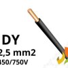 Przewód DY 2,5 mm2 czarny (450/750V) jednożyłowy drut H07V-U (krążki 100m) G-006312 TELEFONIKA