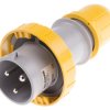 Złącze przemysłowe - zasilające 32A Wtyczka 110 V 2P + E Męski Scame Żółty Montaż na kablu IP67