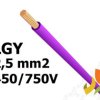 Przewód LGY 2,5 mm2 fioletowy (450/750V) jednożyłowy linka H07V-K (krążki 100m) 5907702813882 ELEKTROKABEL