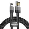 Kabel USB-A - Lightning, 2,4 A, 1 m, szaro-czarny, Baseus