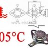 Termostat bimetaliczny 250VAC 10A 105°C poziomy NC