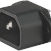 Panel plug C14, 3 pole, screw mounting, plug-in connection, black, 6162.0043