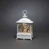 Konstsmide 4396-200 Latarnia LED Mikołajki z ptakami ciepła biel LED biały wypełniany wodą, Timer, ośnieżony, z przełącz