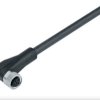 Sensor actuator cable, M8-cable socket, angled to open end, 4 pole, 1 m, PUR, black, 4 A, 79 3384 52 04