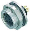 Panel socket, 3 pole, solder connection, screw locking, straight, 09 0408 80 03