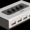 87762 USB 2.0 switch, 4 port, 1x USB-B to 4 x USB-A, bi-directional