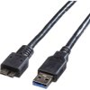 Kabel ROLINE USB 3.2 Gen 1, A ST - Micro B ST, czarny, 2 m
