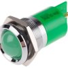 Lampka kontrolna do montażu panelowego 24V ac, zielona 22mm LED Chrom Końcówka lutownicza RS PRO
