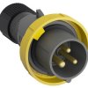 Złącze przemysłowe - zasilające 16A Wtyczka 110 V 2P + E Męski Amphenol Industrial Żółty Montaż na kablu IP67