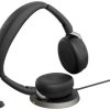 Jabra Evolve2 65 Flex Link380c MS + Ladepad Słuchawki nauszne Bluetooth stereo czarny Wyciszanie hałasów zestaw słuchawk