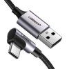 UGREEN Kabel USB 3.0 typ-A / typ-C kątowy (wtyk / wtyk) Quick Charge 3.0 US284 czarny 2m