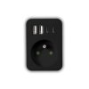 Rozgałęźnik sieciowy: 1 gniazdo okrągłe z uz. + 2x USB + 2x USB-C, Czarny 2x2,4A