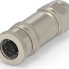 Circular connector, 3 pole, screw connection, screw locking, straight, T4110412031-000