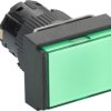 Signal light, illuminable, waistband rectangular, green, front ring black, mounting Ø 16 mm, XB6EDV3BP