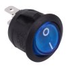 Blue 230V illuminated 20mm Round Rocker Switch SPST 10A R13-112B-02
