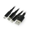 Przewód M-Life 3w1 USB typ A + microUSB + Lightning + USB typ C 2.0 czarny 1m