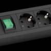 350.006 Power strip, 3 sockets, type F - CEE 7/3, black