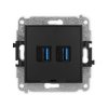 ICON Mechanizm gniazda podwójnego 2xUSB A-A 3.0, bez pola opisowego czarny mat 12IGUSBBO-6