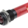 Lampka kontrolna do montażu panelowego 12V, czerwona 14mm LED Czarny RS PRO