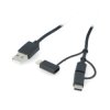Przewód Lanberg Combo 3w1 USB typ A - microUSB + USB typ C 2.0 + lightning - czarny - 1,8m