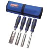 Faithfull FAIWCSGS4CR Soft Grip Chisel Set + Chisel Roll, 4 Piece