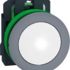 Signal light, 230 VAC, illuminable, waistband round, white, front ring light gray, mounting Ø 30.5 mm, XB5FVM1C0