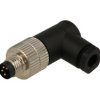 Wtyk; KLS15-M8A-TR104; M8-4p; 4 tory; kątowe 90°; śrubowy; 0,25mm2; na przewód; czarny; IP67; 4A; 60V; KLS; RoHS