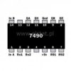 74 LS90 asynchroniczny licznik dziesiętny = SN7490