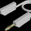 Measuring lead with (4 mm plug, spring-loaded, straight) to (4 mm plug, spring-loaded, straight), 0.5 m, white, PVC, 2.5 mm², CA