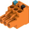 Socket header, 3 pole, pitch 5.08 mm, angled, orange, 2764380000