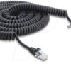 88019 RJ45 spiral cable, Cat.5e, 5 m, black