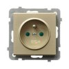SONATA Gniazdo pojedyncze z uziemieniem z przesłonami szampański złoty GP-1RZP/m/39 OSPEL