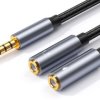 KABEL JACK WTYK 3,5mm (4-POLOWY) - GNIAZDO MIKROFON + GNIAZDO SŁUCHAWKI 3,5MM HQ 0,35M (KABJ354P-GNMIKSLU-HQ035)