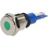 R-TECH 656916 Panel Indicator 10mm Flat 12V Grn Nickel Brass