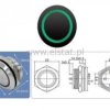 Przycisk chwil.19mm płaski stal LED ziel. niski-cz