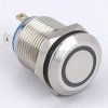 Przycisk wandal chwil.12mm nikiel, LED czerw.24V