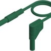Measuring lead with (4 mm plug, spring-loaded, straight) to (4 mm plug, spring-loaded, angled), 0.25 m, green, PVC, 2.5 mm², CAT