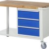 Stół Warsztatowy, Mobilny RAU 05 8157A6-127B4S.11, (S x W x G) 1250 x 880 x 700 mm