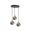 Lampa Wisząca Nowoczesna 3X E27 Lacrima Smoky/Gold