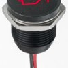 Lampka kontrolna do montażu panelowego 12V dc, czerwona 16mm LED Czarny Wyprowadzenia APEM
