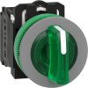 Toggle switch, 3 positions, illuminable, latching, 1 Form A (N/O) + 1 Form B (N/C), waistband round, green, front ring gray, 45°