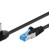 Kabel Patchcord Cat 6a S/FTP PIMF (1x90°) RJ45/RJ45 0.25m czarny